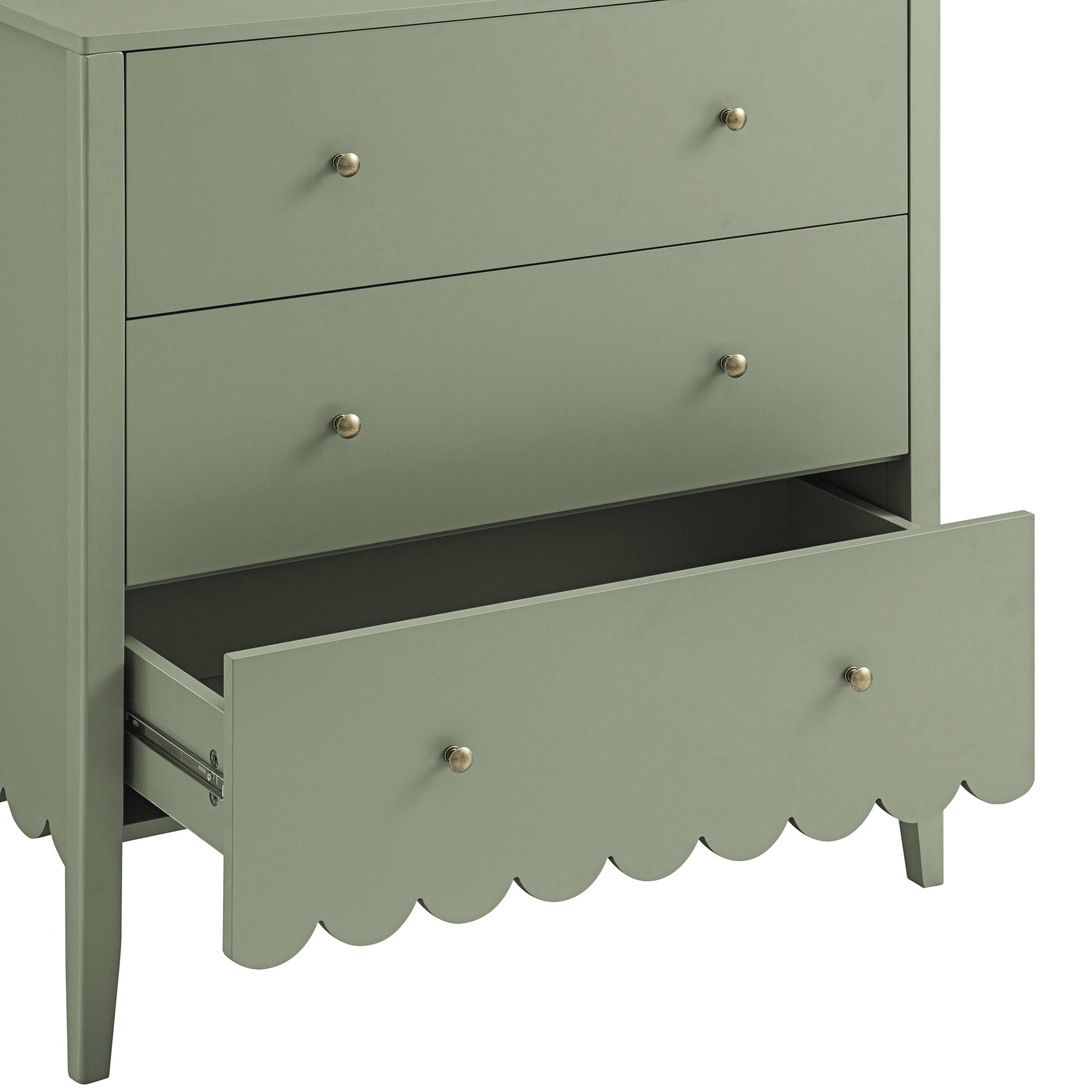 Henley Scalloped Edge 3 Drawer Dresser, Sage Green | daals.com Henley Scalloped Edge 3 Drawer Dresser, Sage Green | daals.com