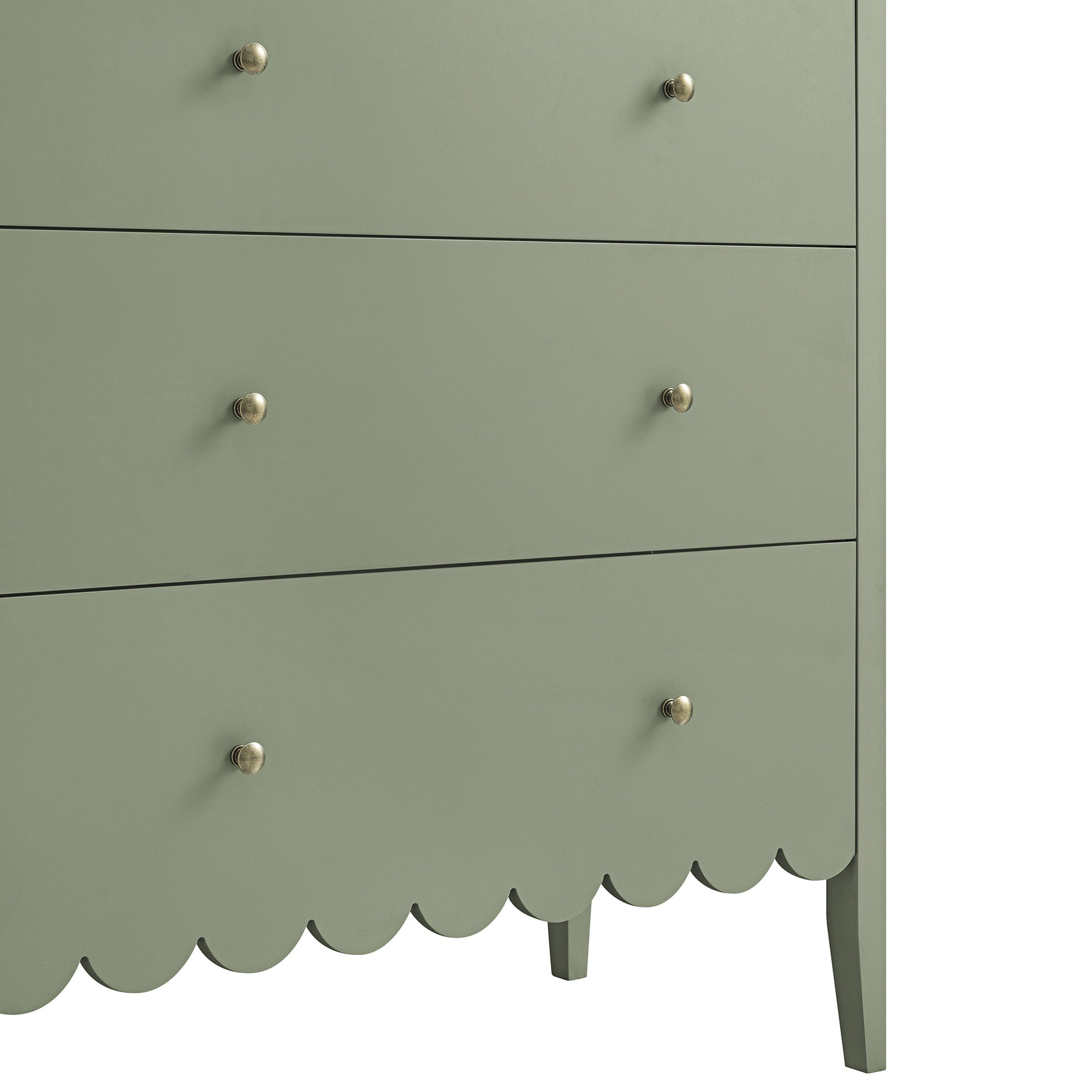 Henley Scalloped Edge 3 Drawer Dresser, Sage Green Henley Scalloped Edge 3 Drawer Dresser, Sage Green