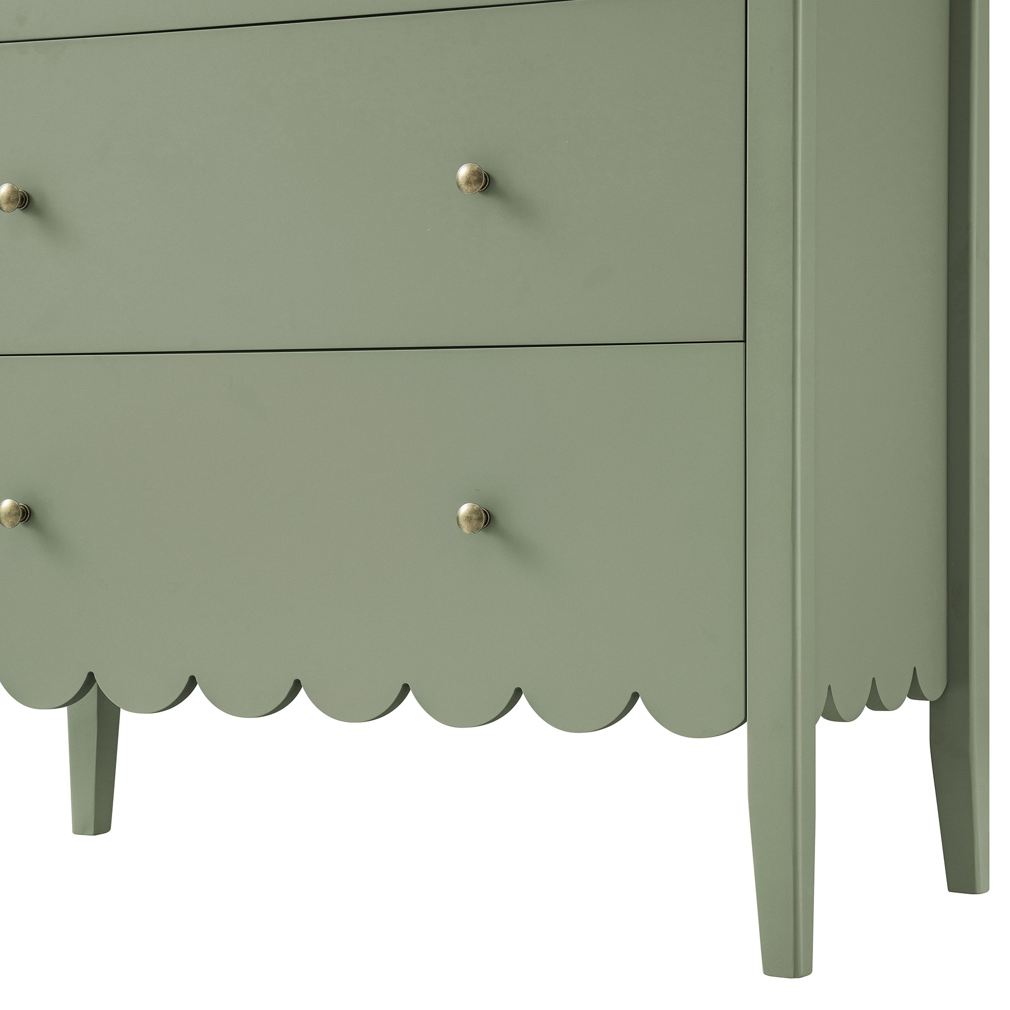 Henley Scalloped Edge 3 Drawer Dresser, Sage Green Henley Scalloped Edge 3 Drawer Dresser, Sage Green