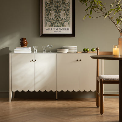 Henley Scalloped Edge 59 in. Wide Sideboard, Light Sand