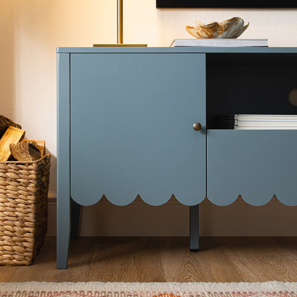 Henley Scalloped Edge 59 in. Wide TV Unit, Blue Spruce