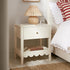 Henley Scalloped Edge Nightstand with Drawer, Light Sand