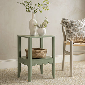 Henley Scalloped Edge Side Table, Sage Green