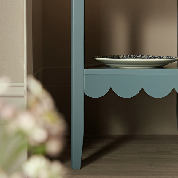 Henley Scalloped Edge Side Table, Blue Spruce