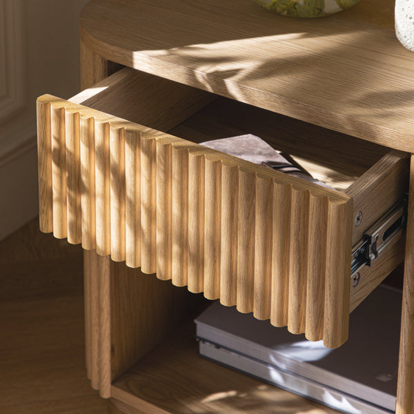 Maru 1-Drawer Nightstand, Oak
