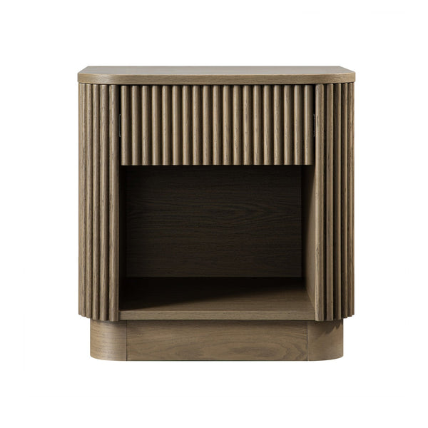Maru 1-Drawer Nightstand, Silver Oak