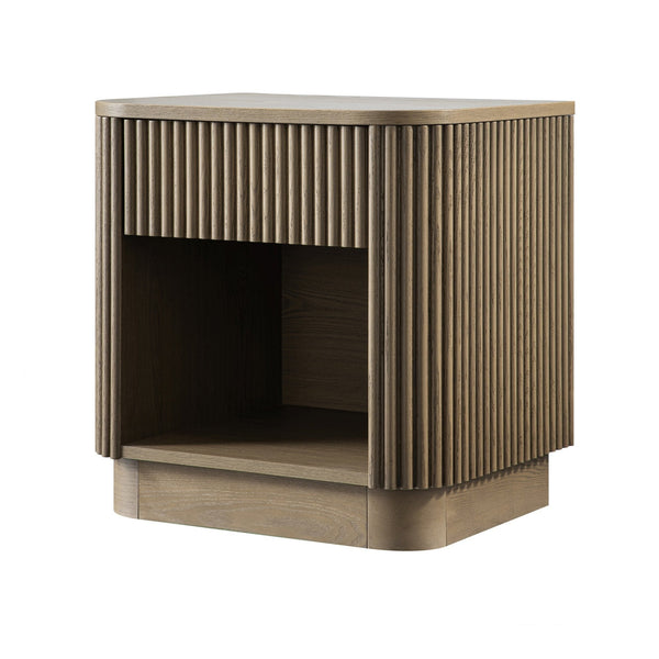 Maru 1-Drawer Nightstand, Silver Oak