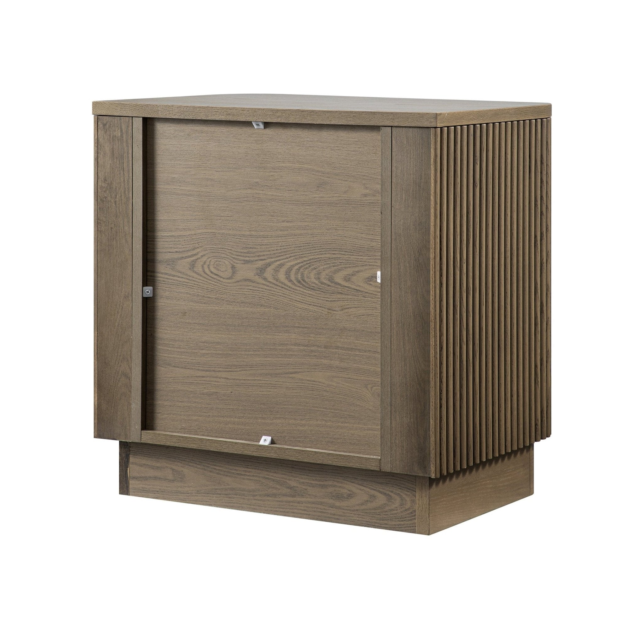 Maru 1-Drawer Nightstand, Silver Oak