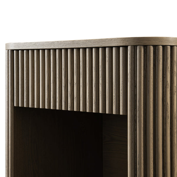 Maru 1-Drawer Nightstand, Silver Oak