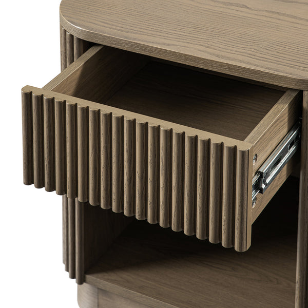 Maru 1-Drawer Nightstand, Silver Oak