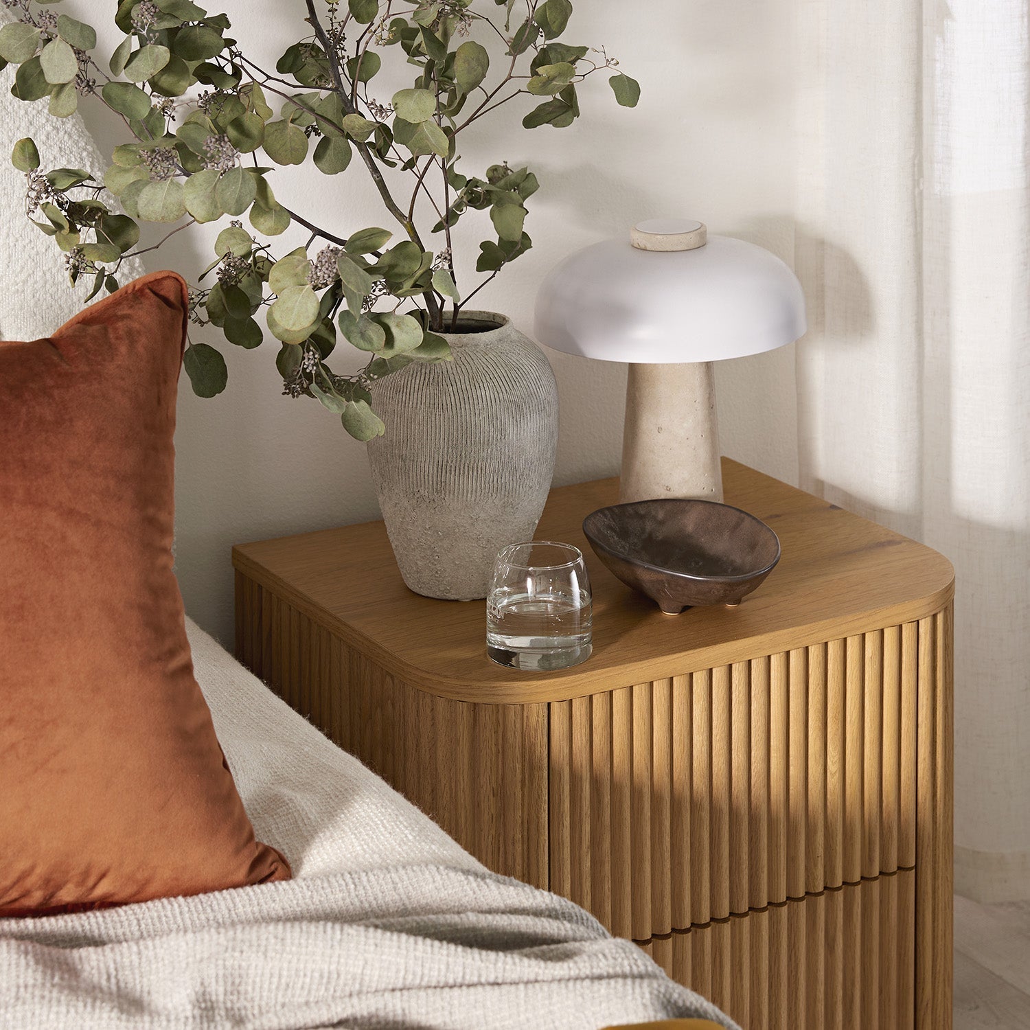 Maru 2-Drawer Nightstand, Oak