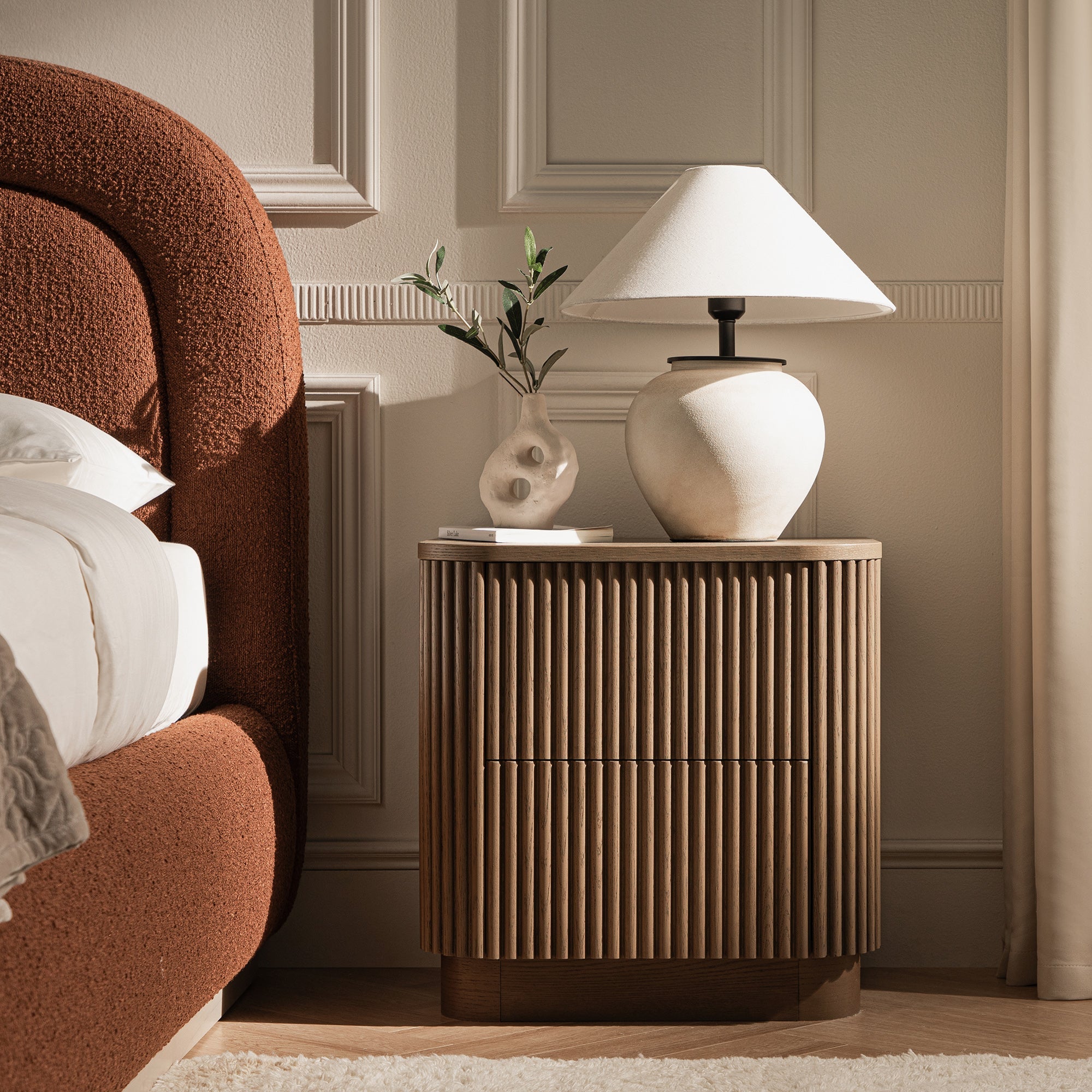 Maru 2-Drawer Nightstand, Silver Oak