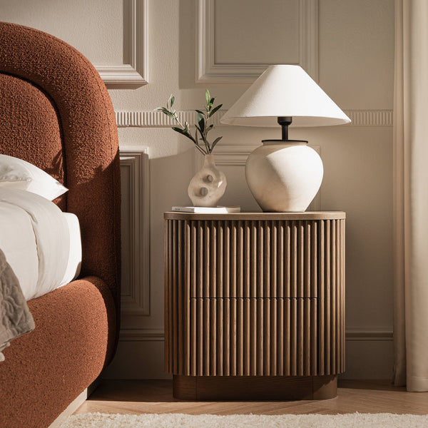 Maru 2-Drawer Nightstand, Silver Oak