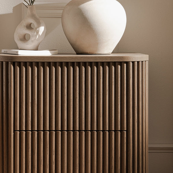 Maru 2-Drawer Nightstand, Silver Oak