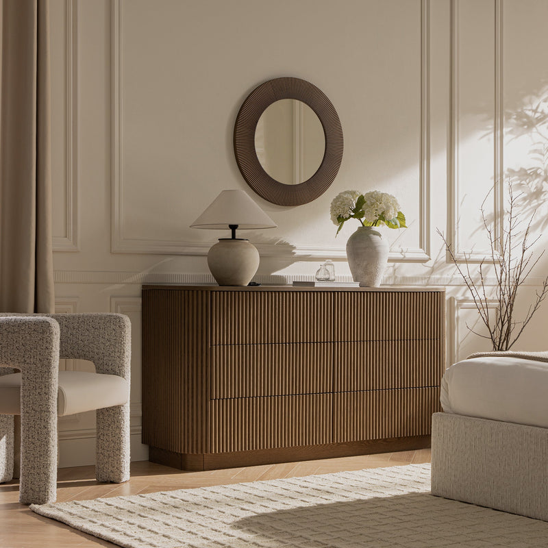 Maru 6 Drawer Dresser, Silver Oak