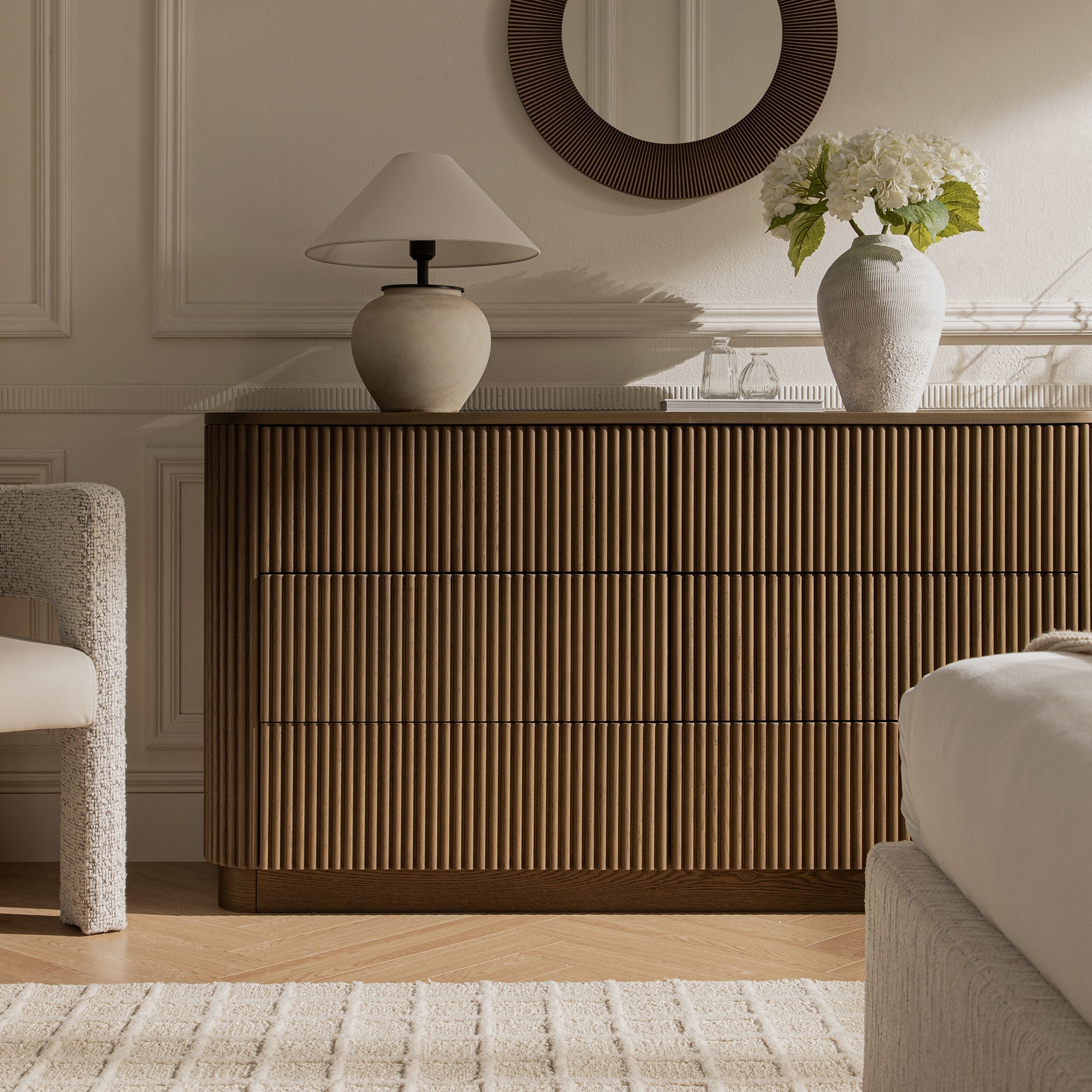 Maru 6 Drawer Dresser, Silver Oak