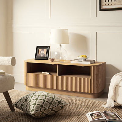 Maru 47" Wide Media Unit with Drawers, Oak