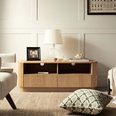 Maru 47" Wide Media Unit with Drawers, Oak