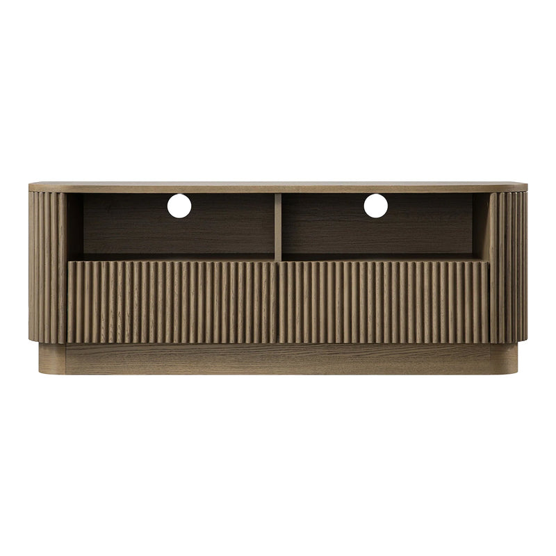Maru 47" Wide Media Unit with Drawers, Silver Oak