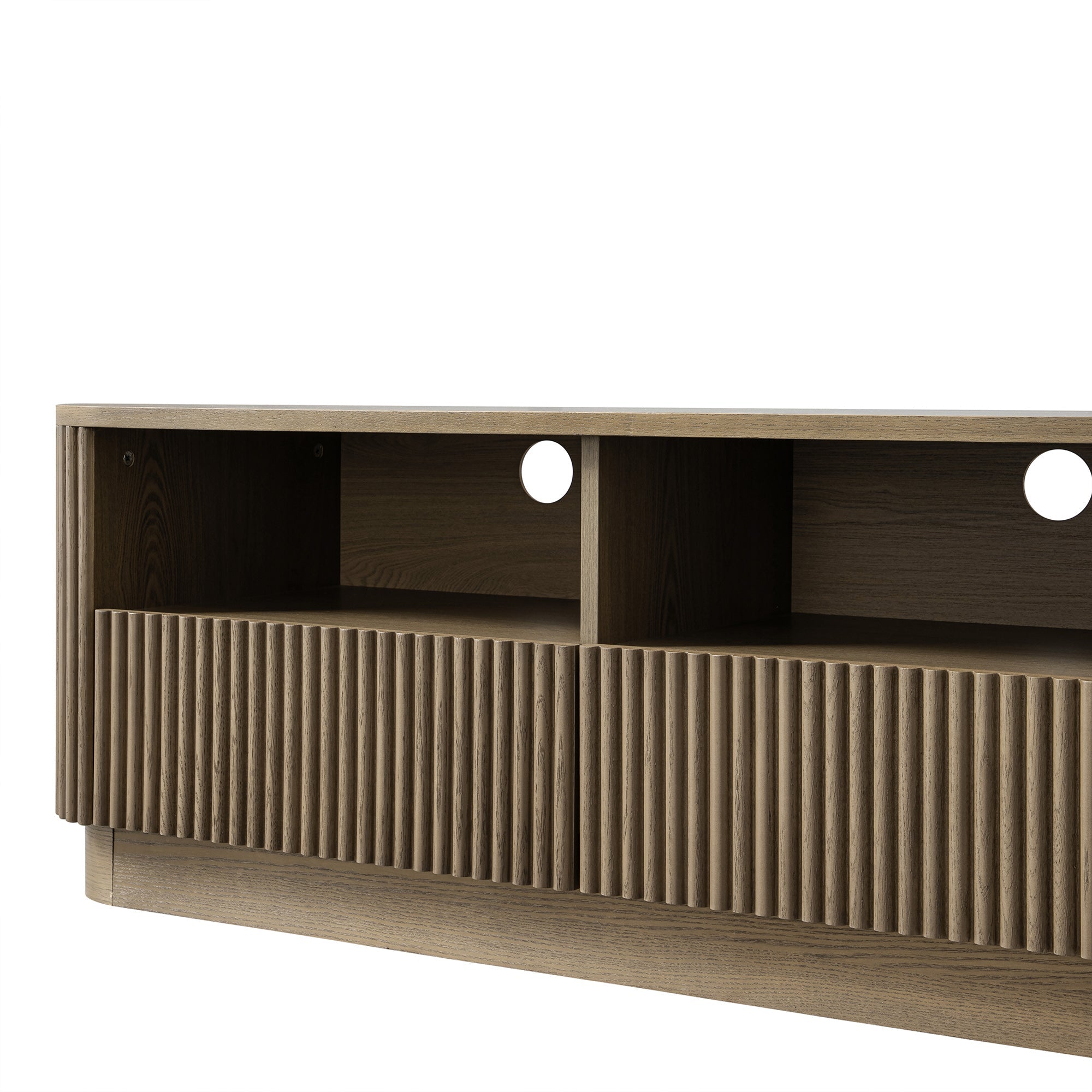 Maru 47" Wide Media Unit with Drawers, Silver Oak