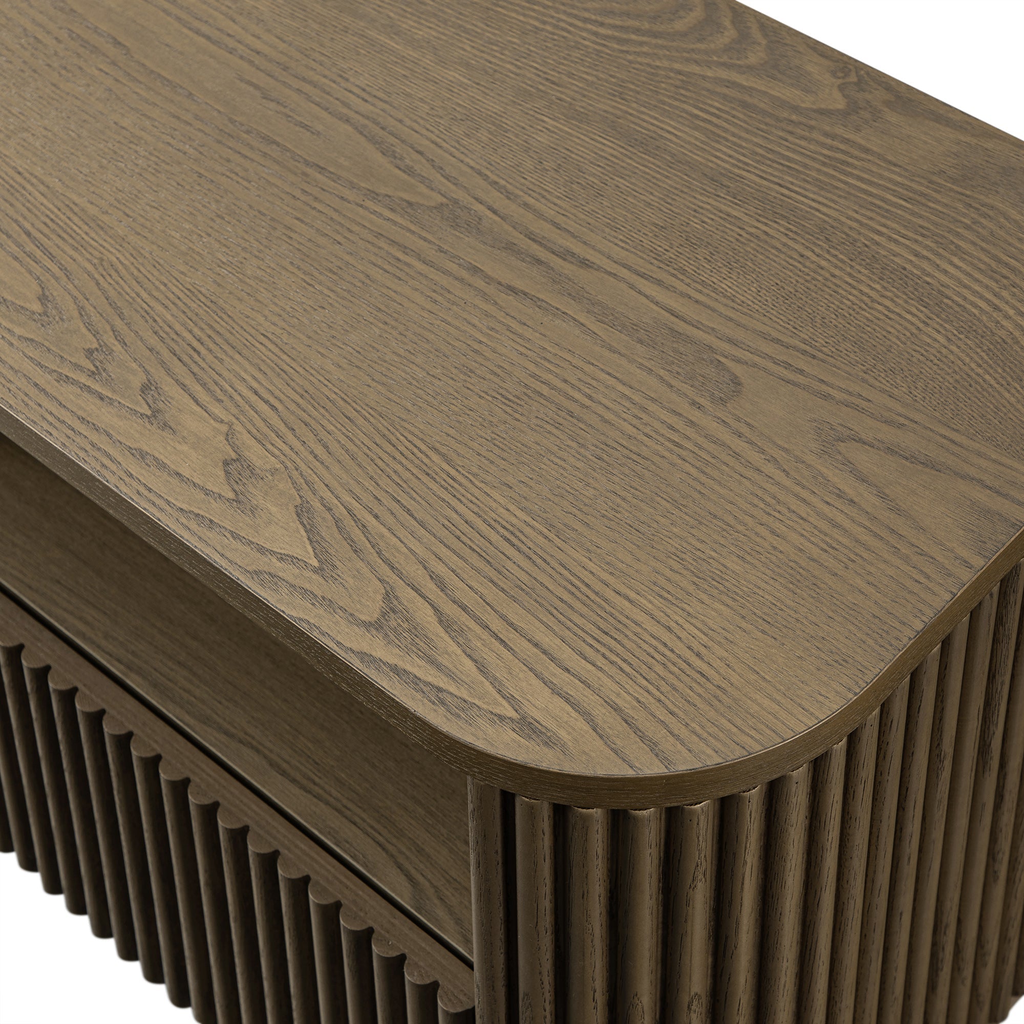 Maru 47" Wide Media Unit with Drawers, Silver Oak