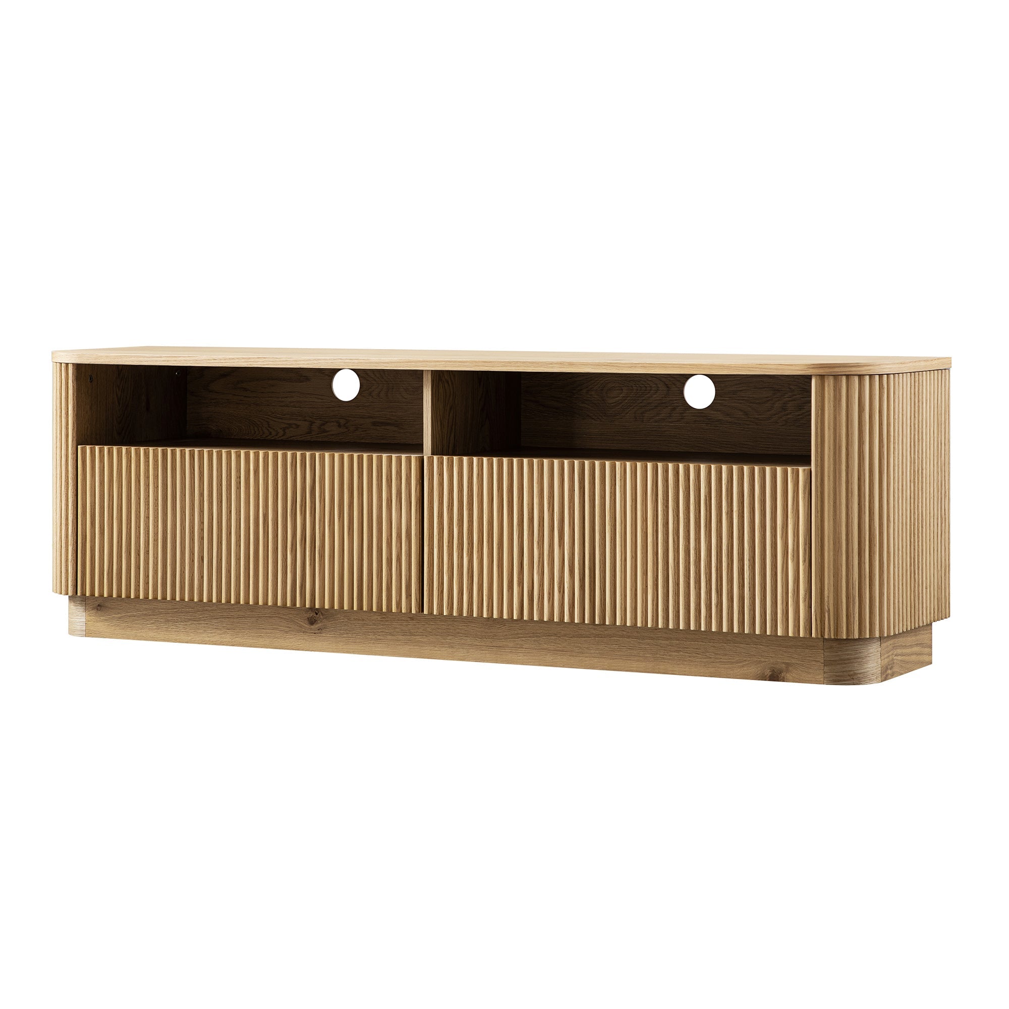 Maru 64" Wide Media Unit with Drawers, Oak