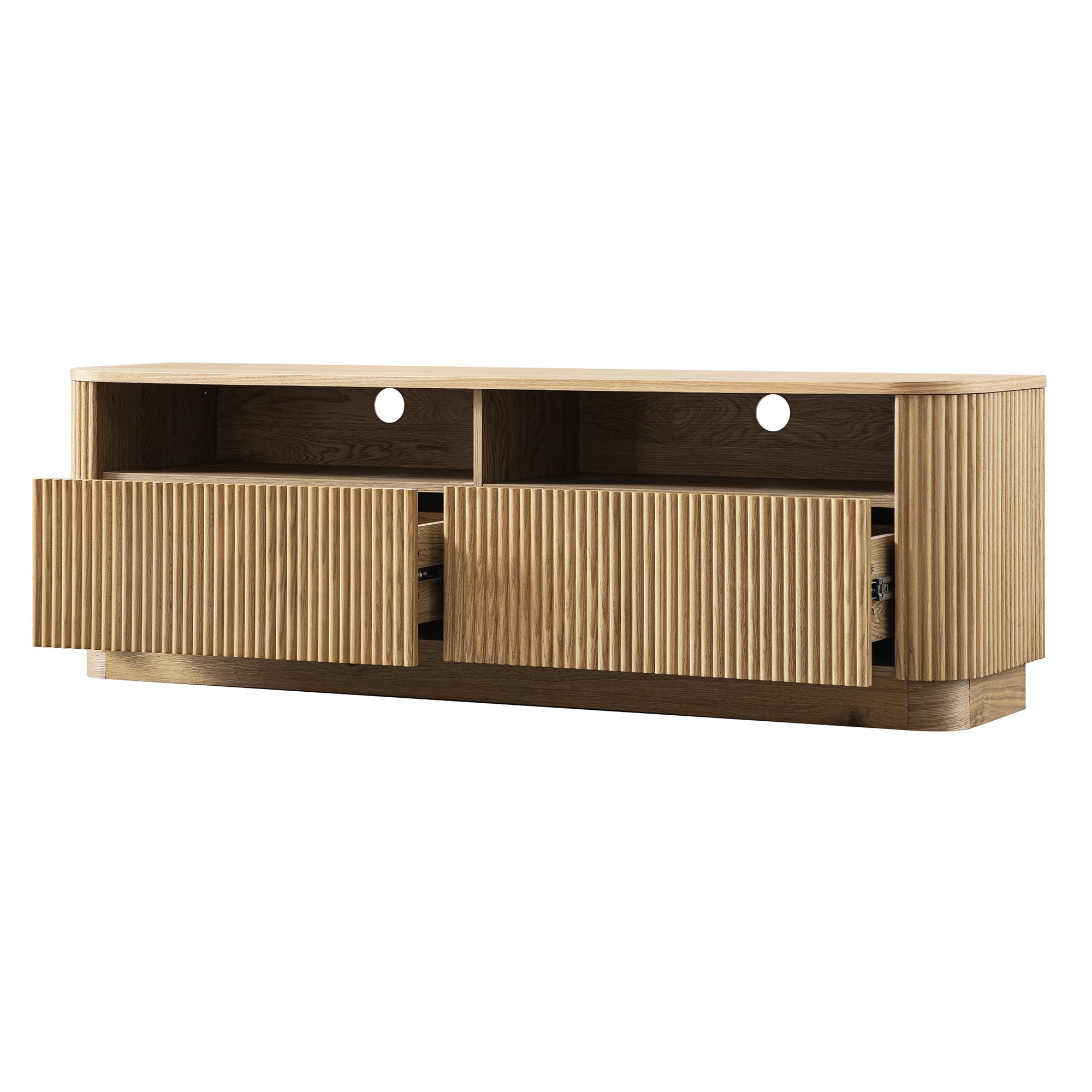 Maru 64" Wide Media Unit with Drawers, Oak