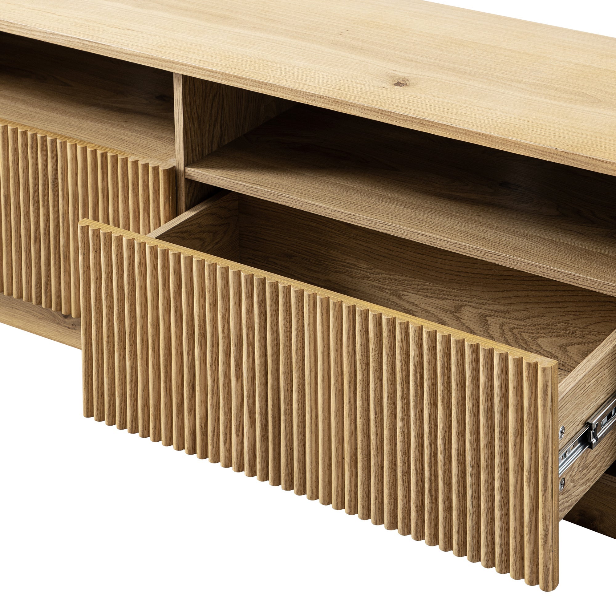 Maru 64" Wide Media Unit with Drawers, Oak