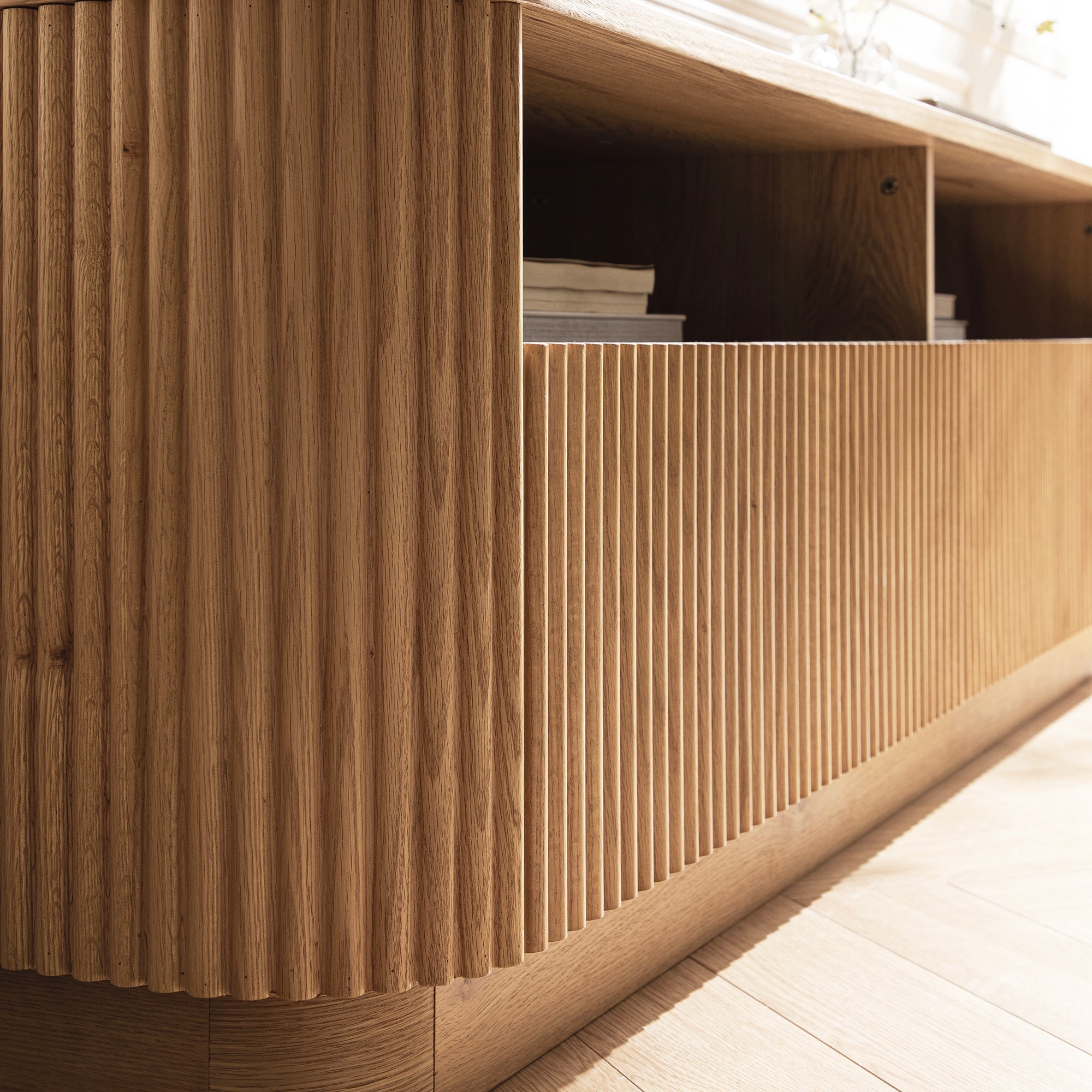 Maru 64" Wide Media Unit with Drawers, Oak