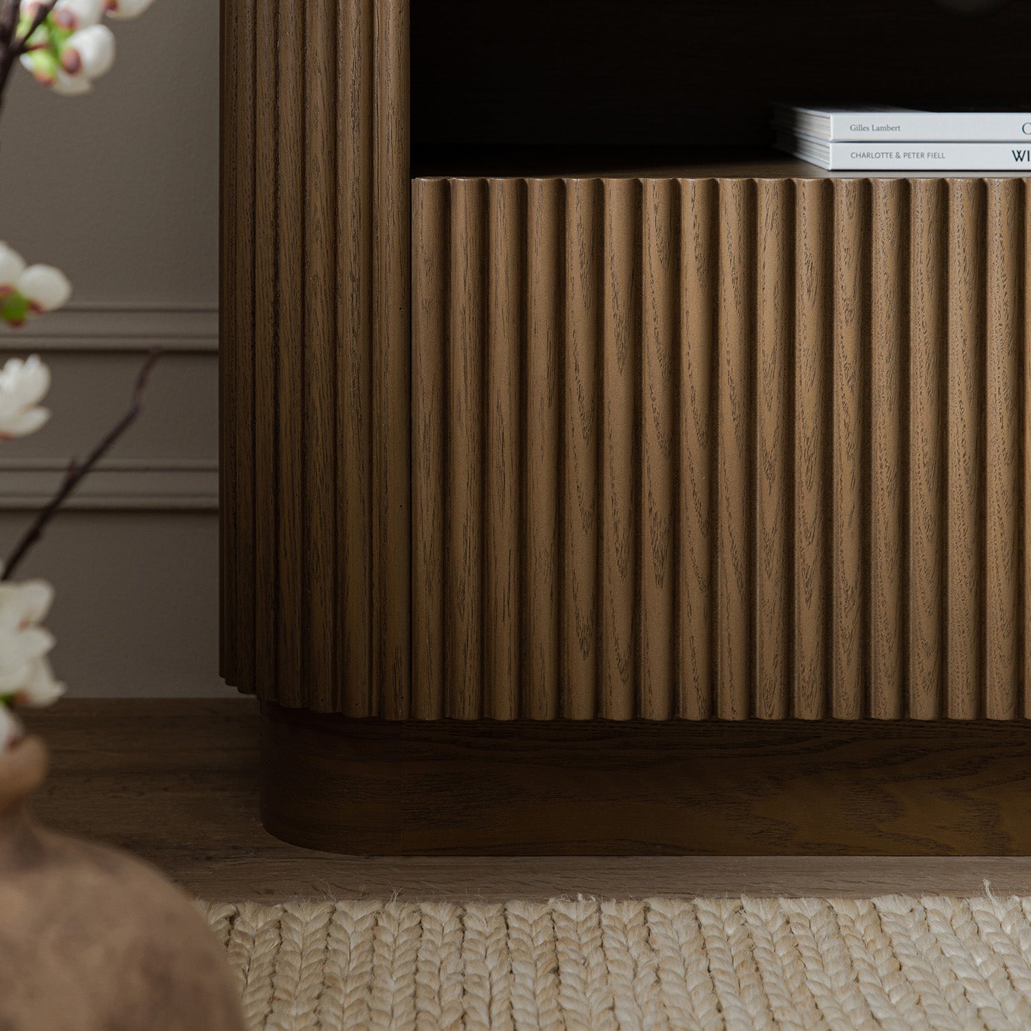 Maru 64" Wide Media Unit with Drawers, Silver Oak