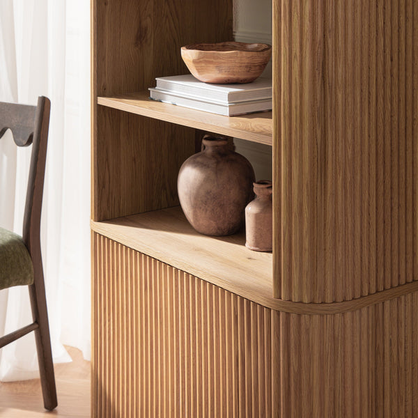 Maru Bookcase with Cabinet, Oak