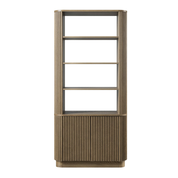 Maru Bookcase with Cabinet, Silver Oak