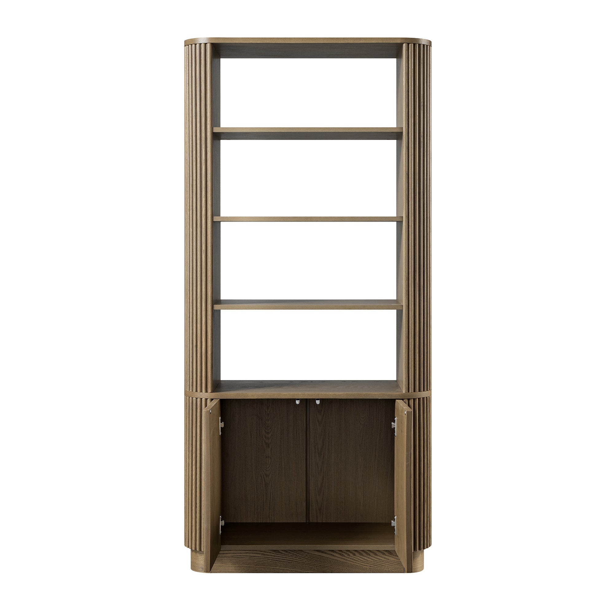 Maru Bookcase with Cabinet, Silver Oak