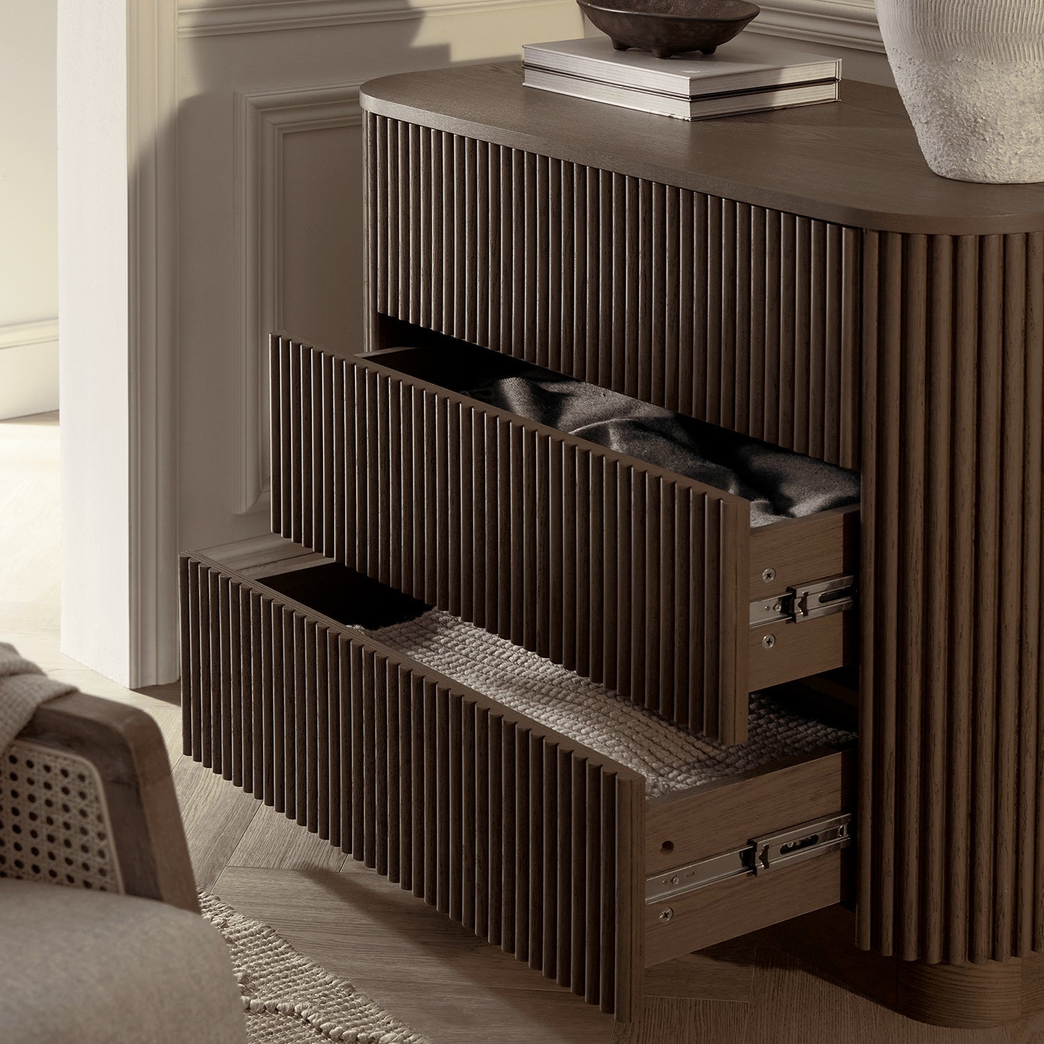 Maru 3 Drawer Dresser, Silver Oak