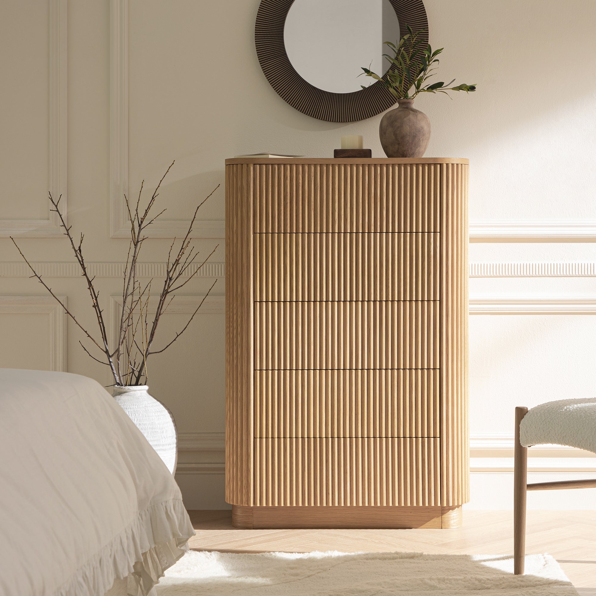 Maru 5 Drawer Dresser, Oak