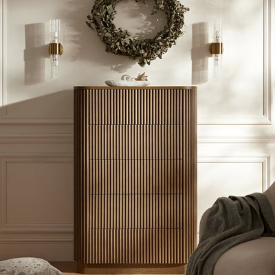 Maru 5 Drawer Dresser, Silver Oak