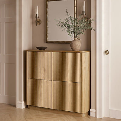 Maru 4-Door Shoe Storage Cabinet, Oak