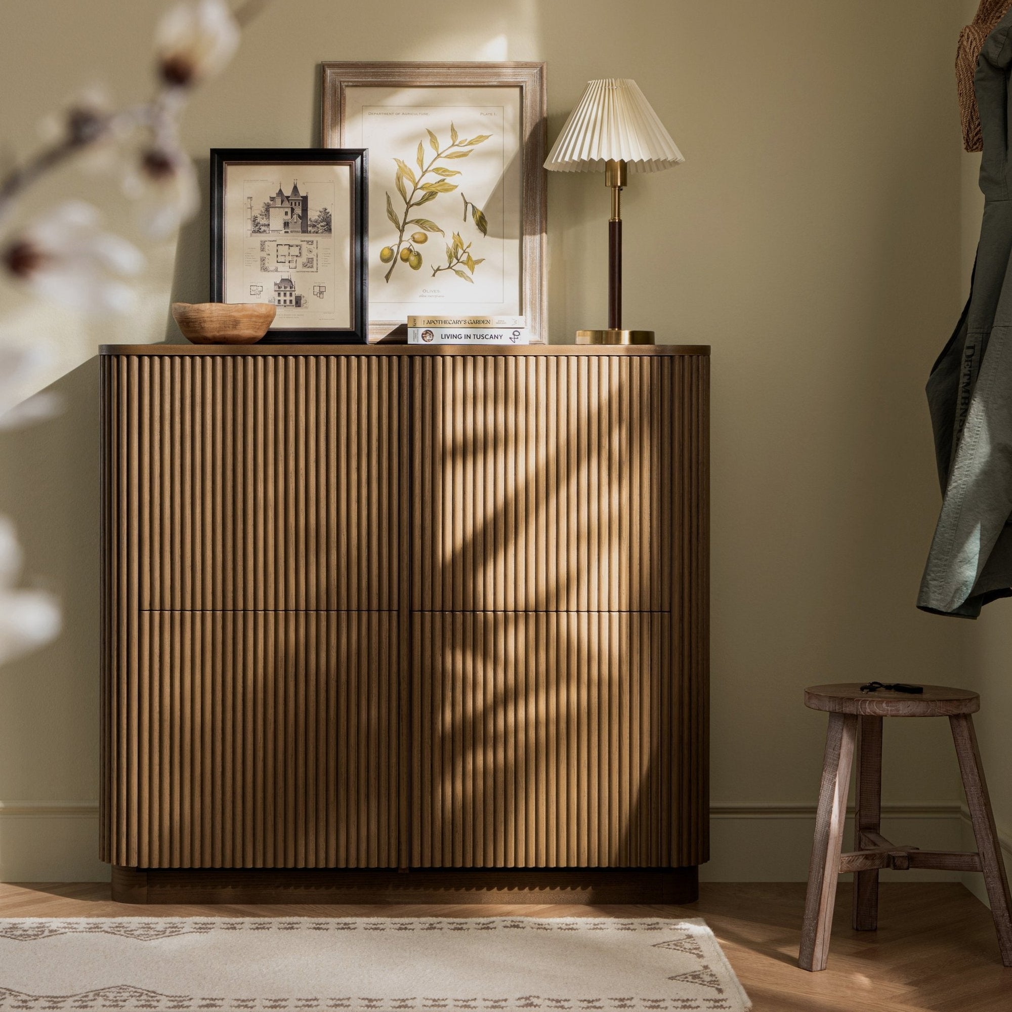 Maru 4-Door Shoe Storage Cabinet, Silver Oak