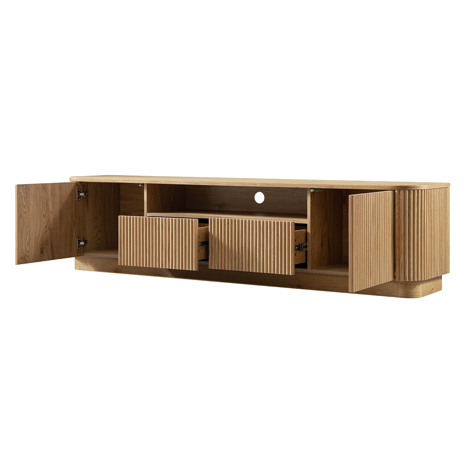 Maru 79" Wide Media Unit with Drawers, Oak
