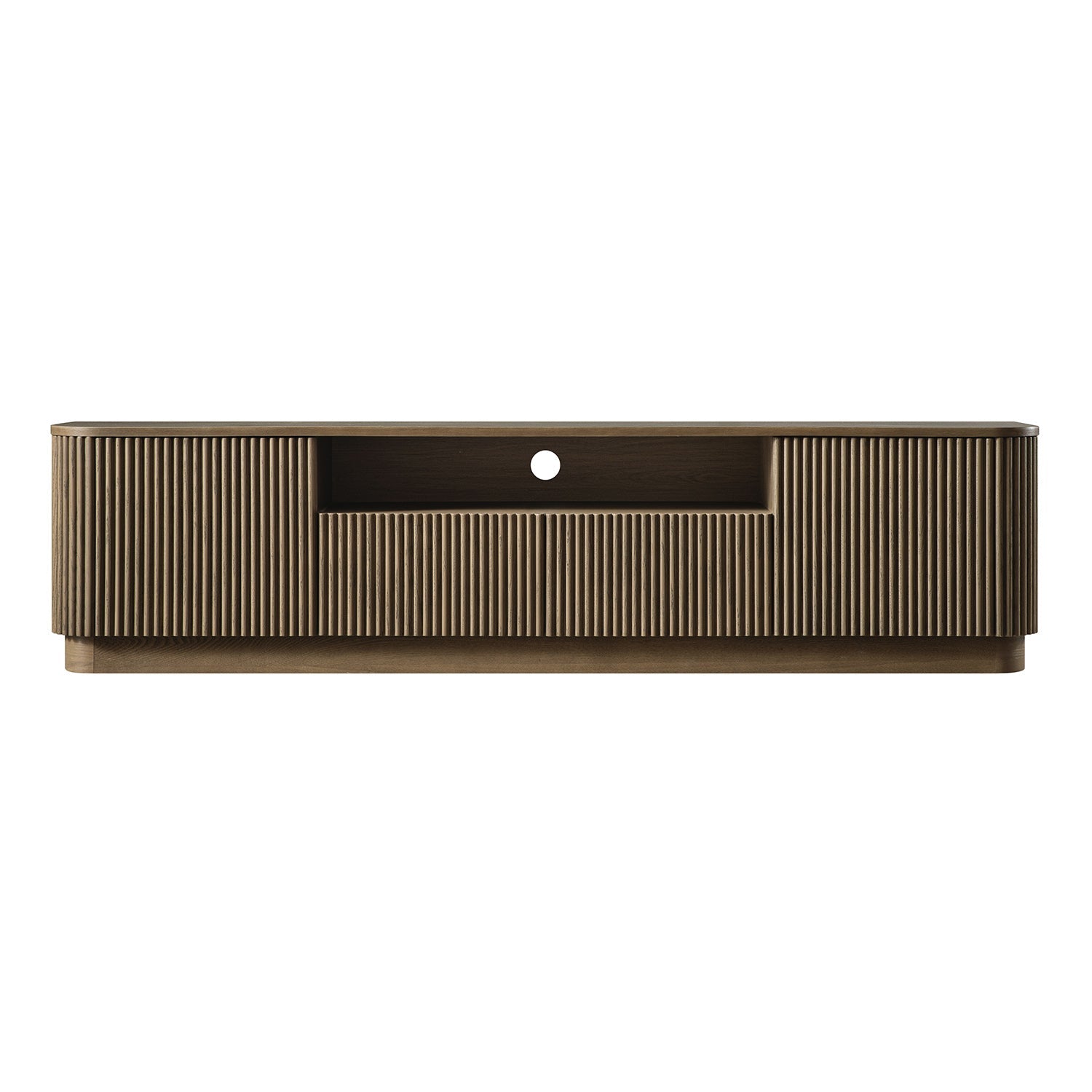 Maru 79" Wide Media Unit with Drawers, Silver Oak