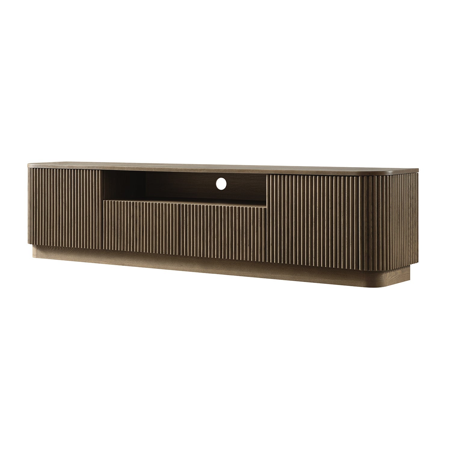 Maru 79" Wide Media Unit with Drawers, Silver Oak