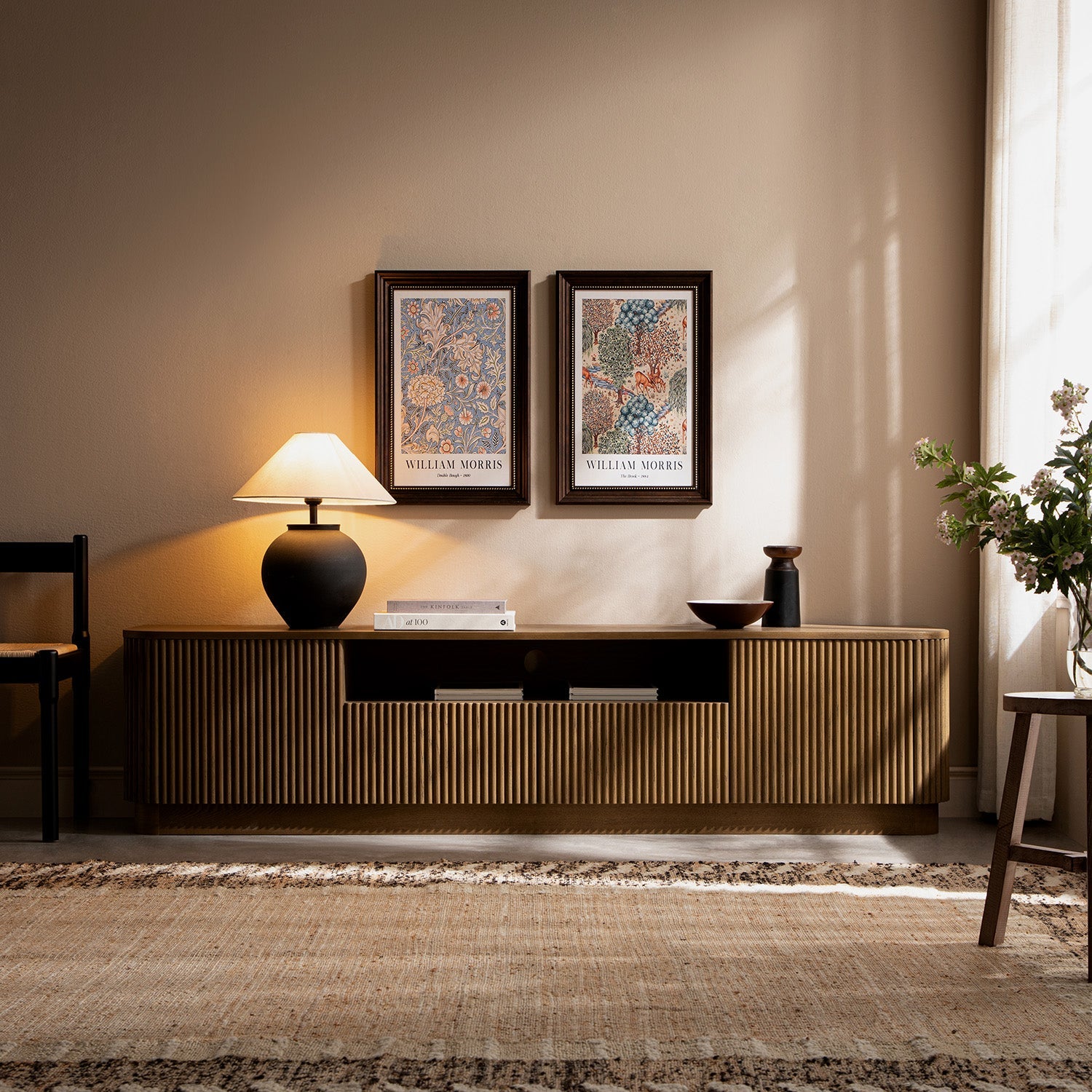 Maru 79" Wide Media Unit with Drawers, Silver Oak