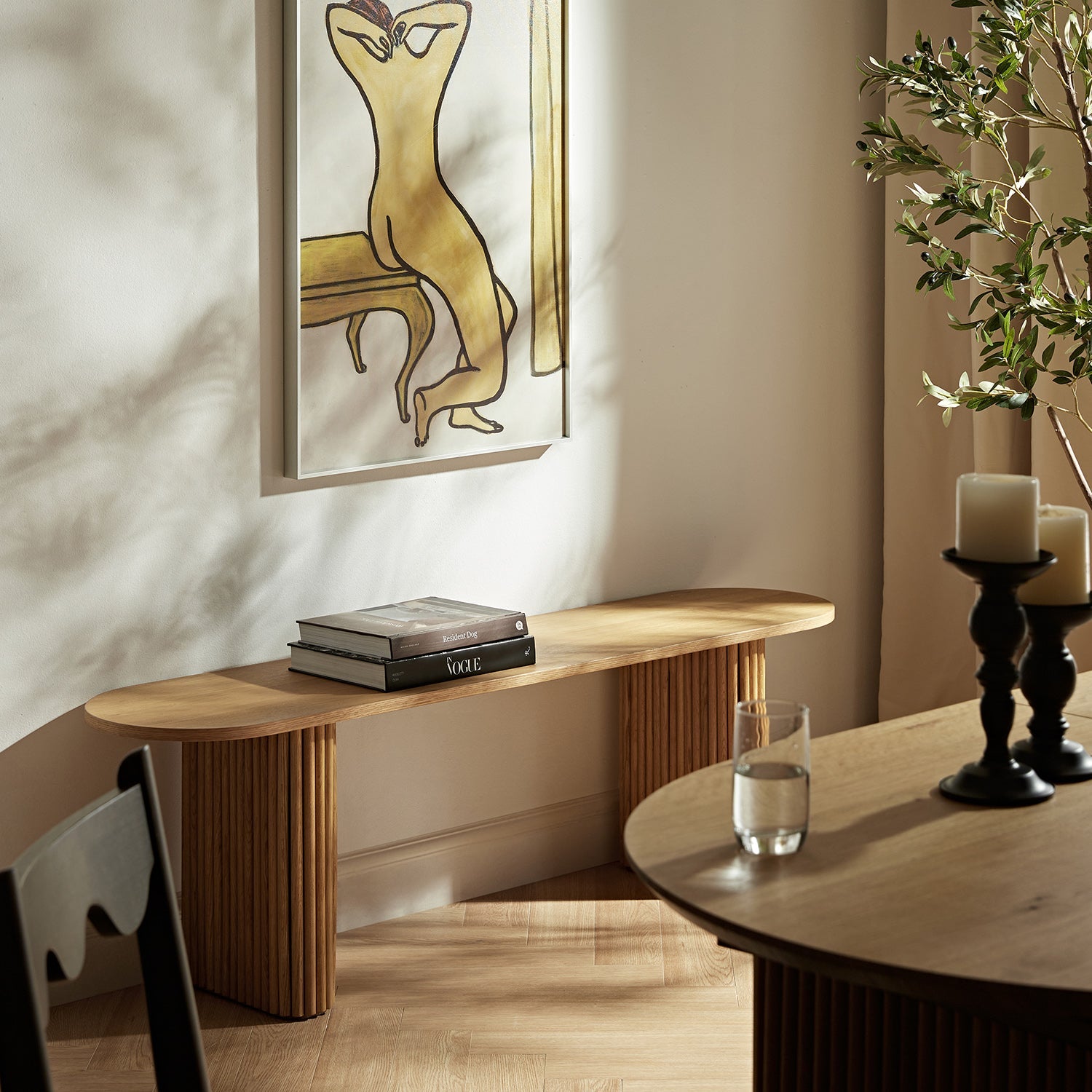 Maru 59" Dining Bench, Oak