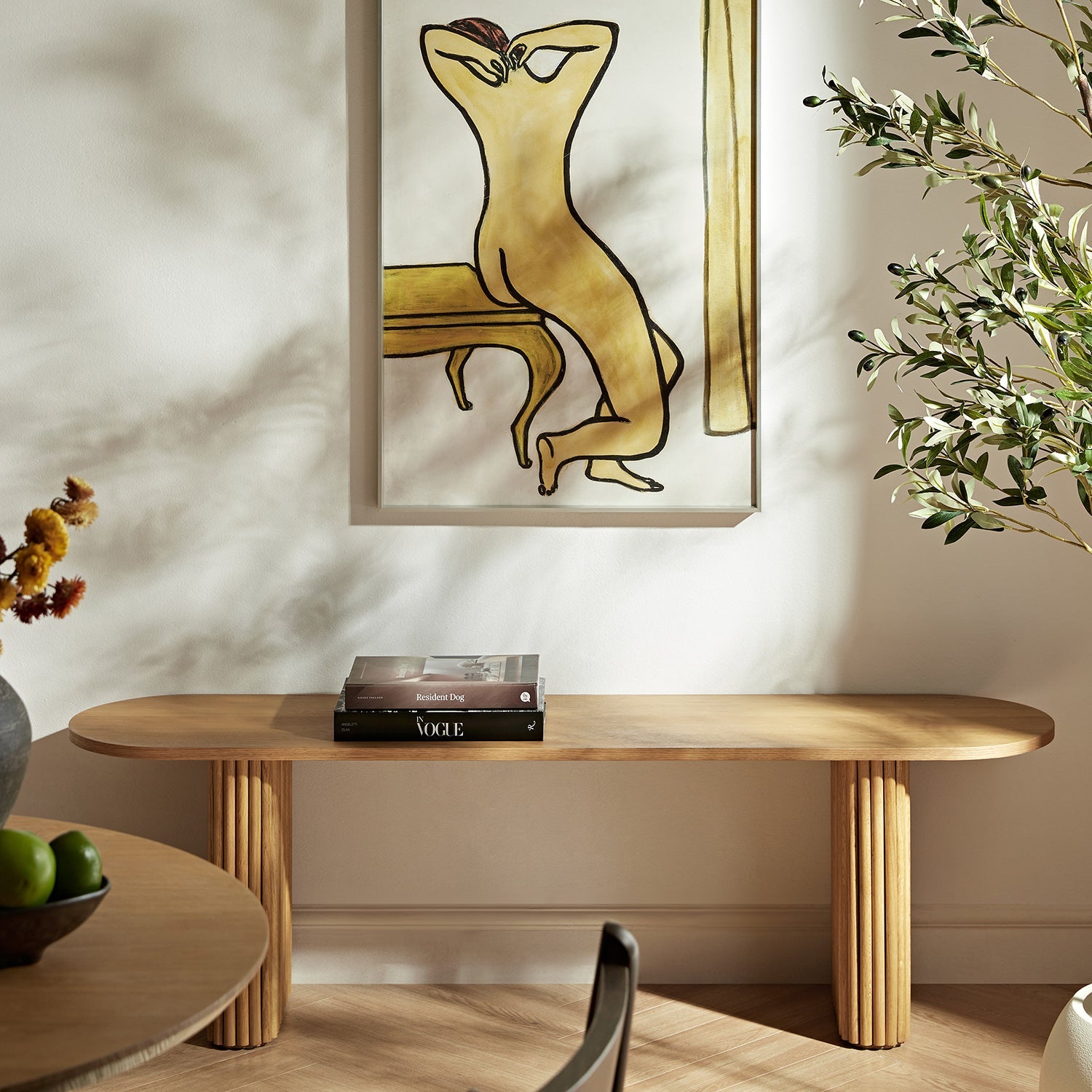 Maru 59" Dining Bench, Oak