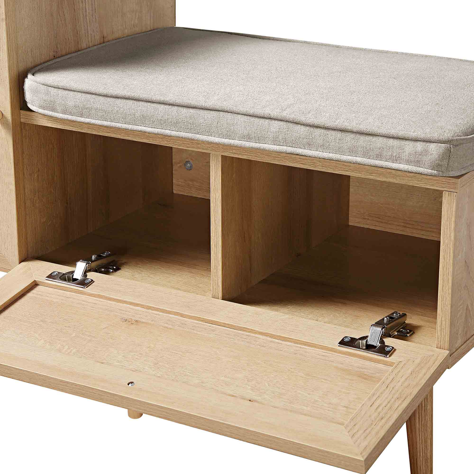Frances Woven Rattan Storage Bench with Cushion, Natural | daals.com