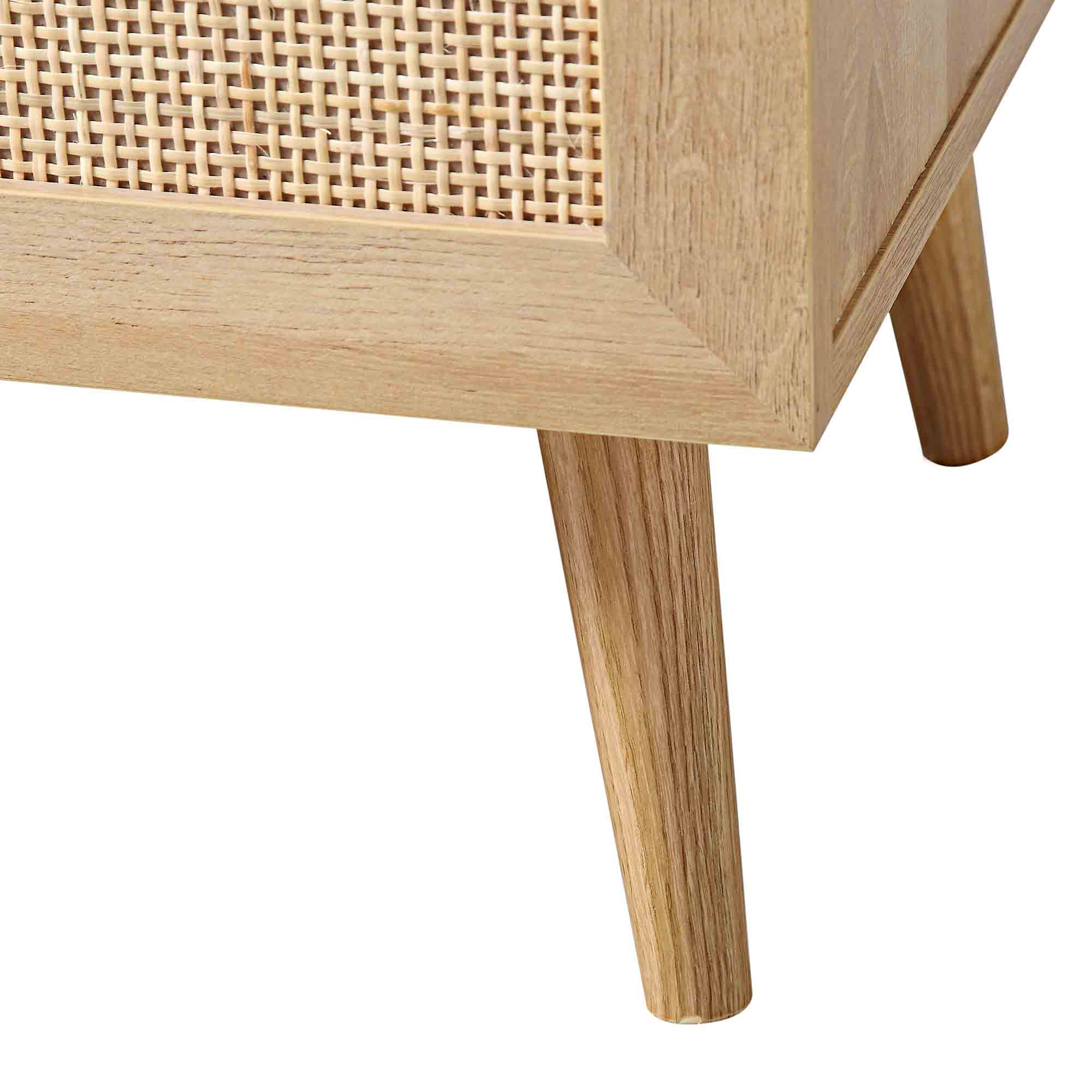 Frances Woven Rattan Storage Bench with Cushion, Natural | daals.com