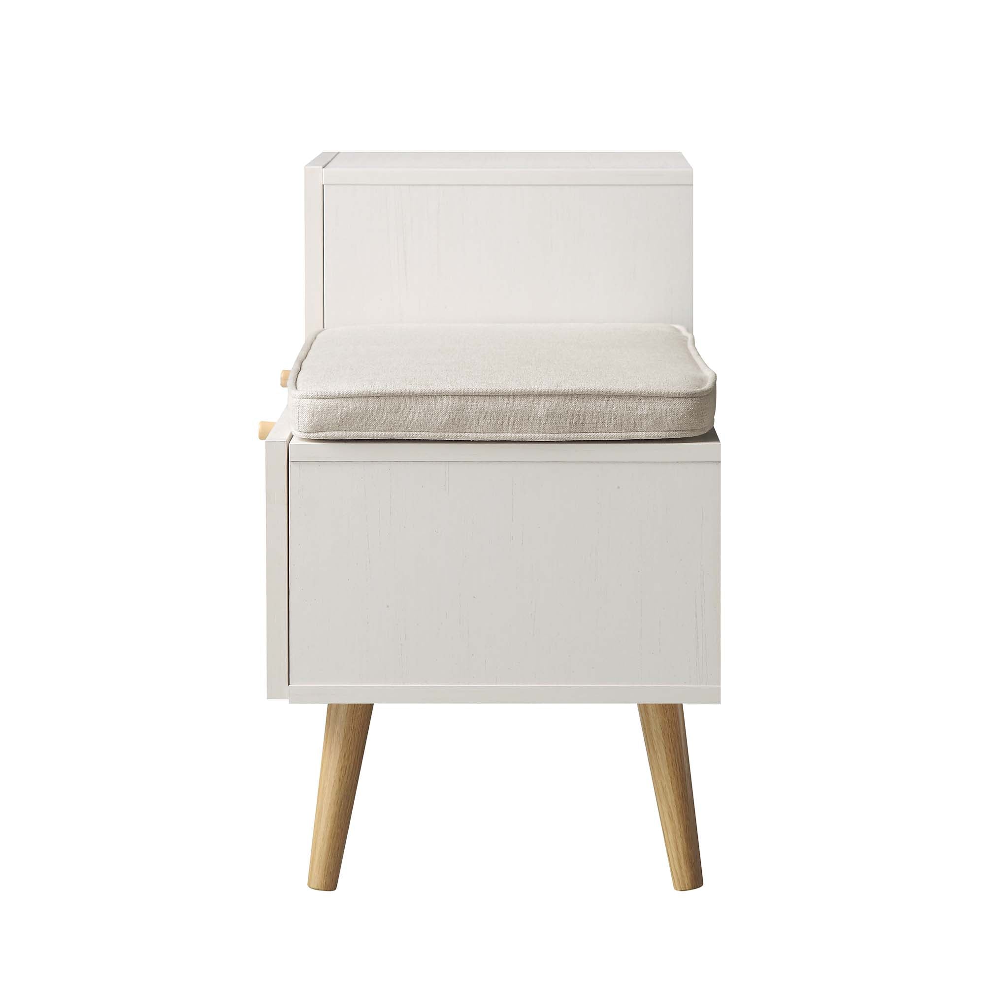 Frances Woven Rattan Storage Bench with Cushion, White | daals.com