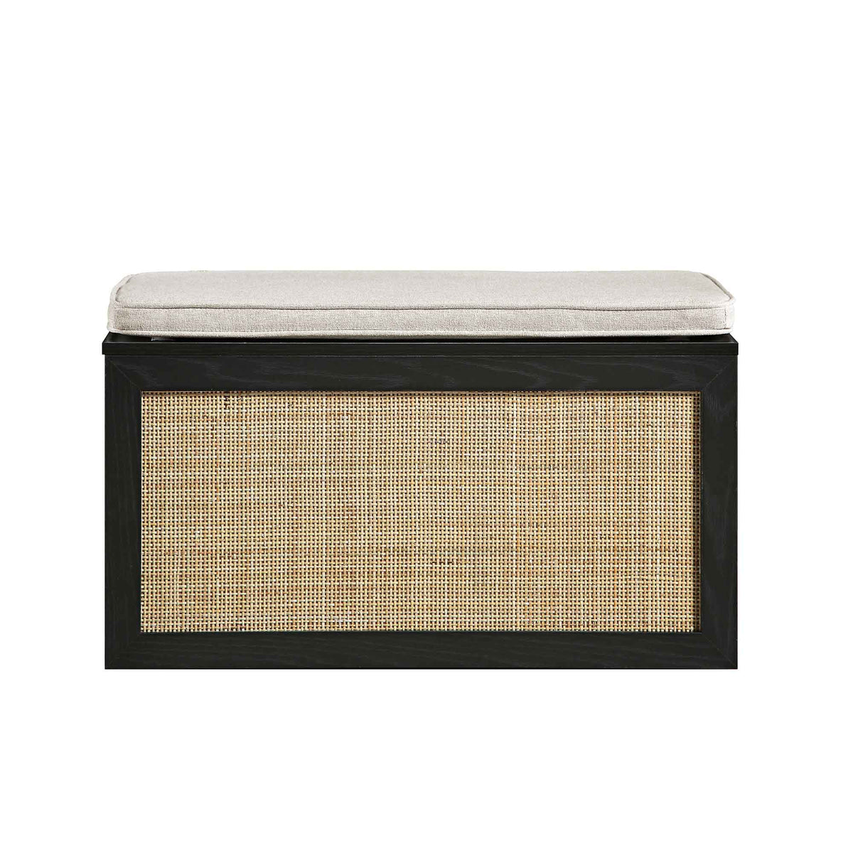 Storage Rattan Stools Frances Woven Rattan Double Storage Stool with Cushion, Black | daals.com
