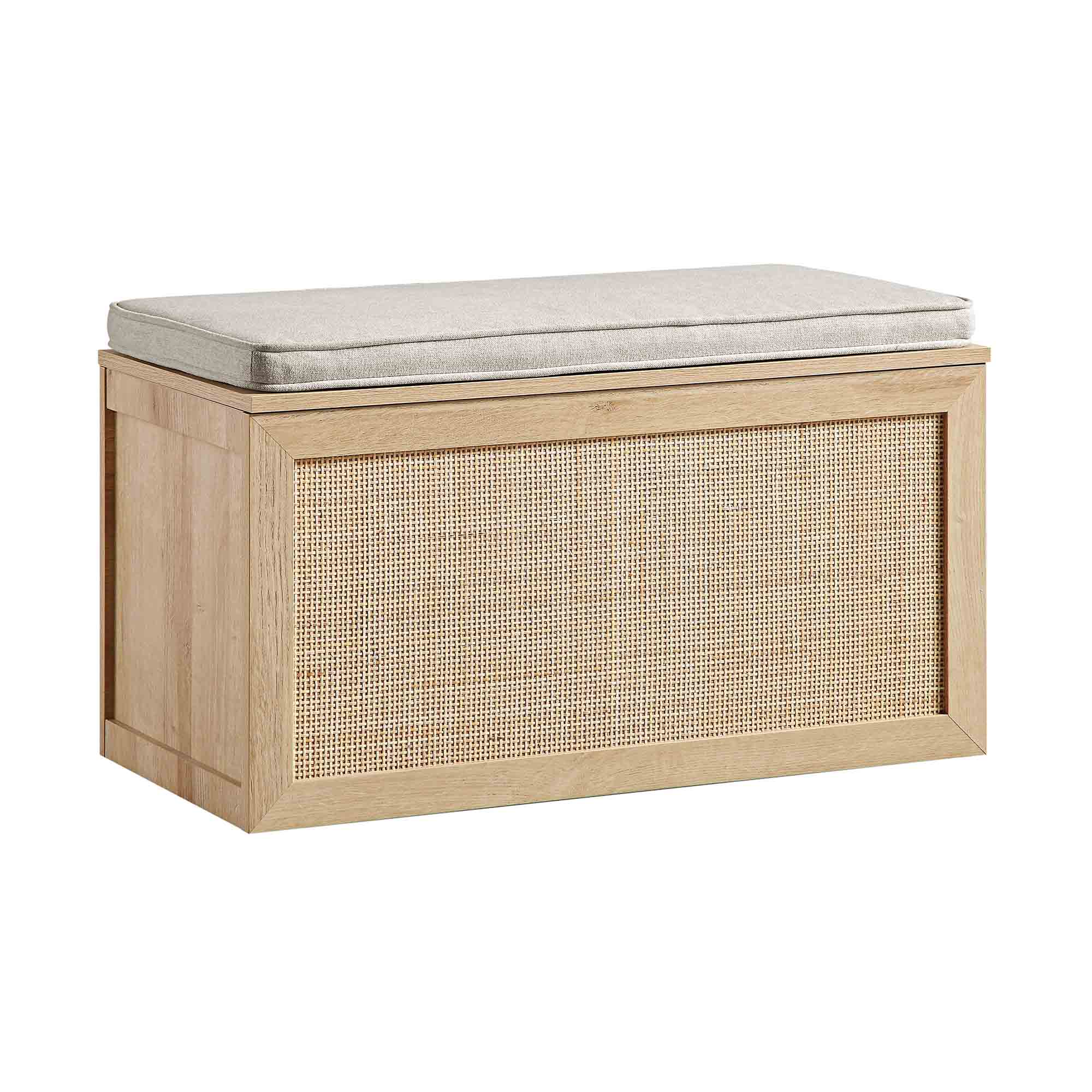 Storage Rattan Stools Frances Woven Rattan Double Storage Stool with Cushion, Natural | daals.com