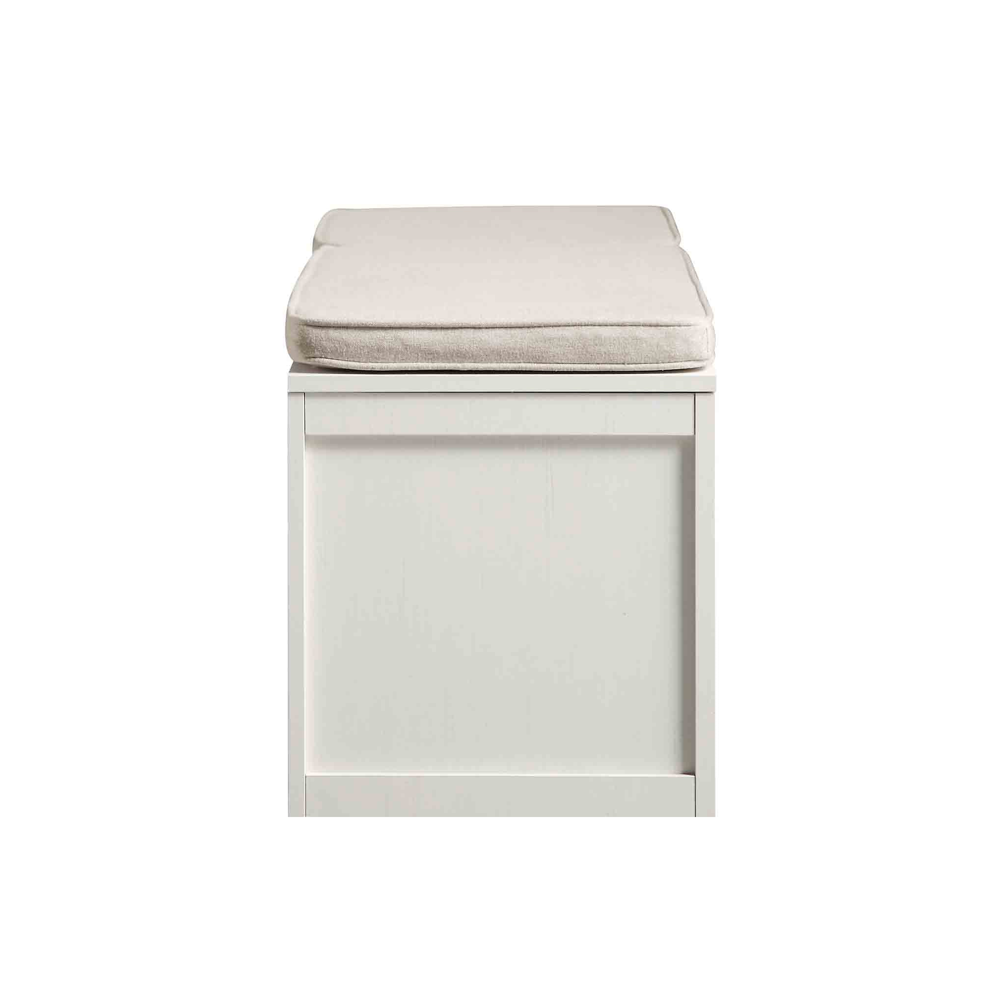 Frances Woven Rattan Triple Storage Stool Set with Cushion, White